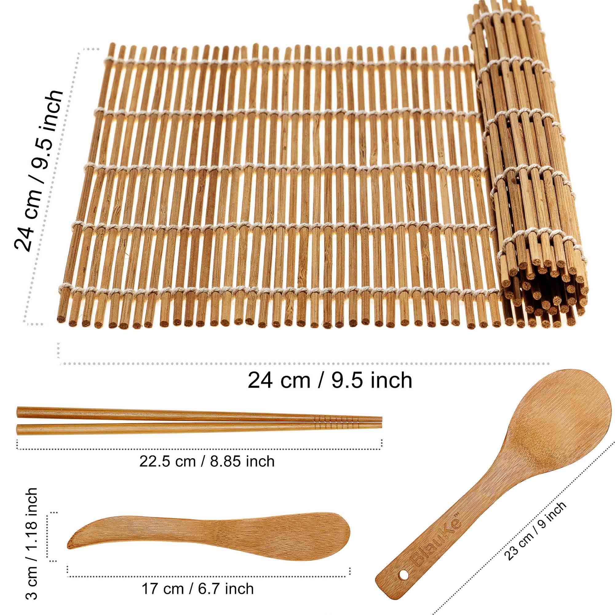 All Natural Bamboo Sushi Rolling Mat 9.5 Inch x 9 Inch