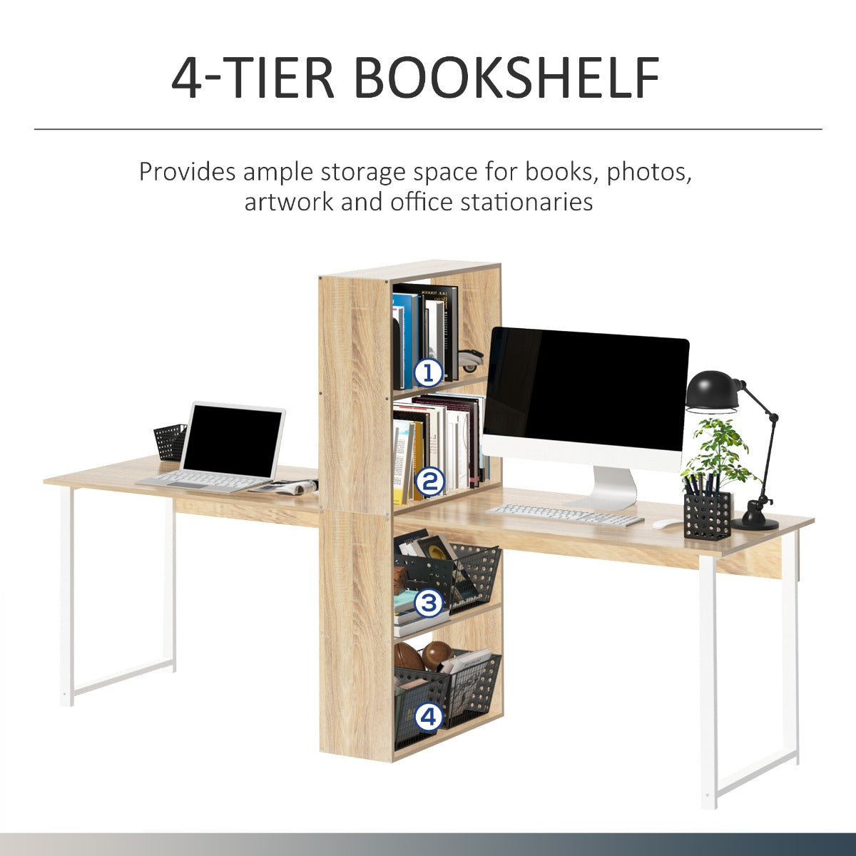 Halifax North America 68 inch Office Table Computer 36.5 High Desk Workstation Bookshelf with CPU Stand | Mathis Home