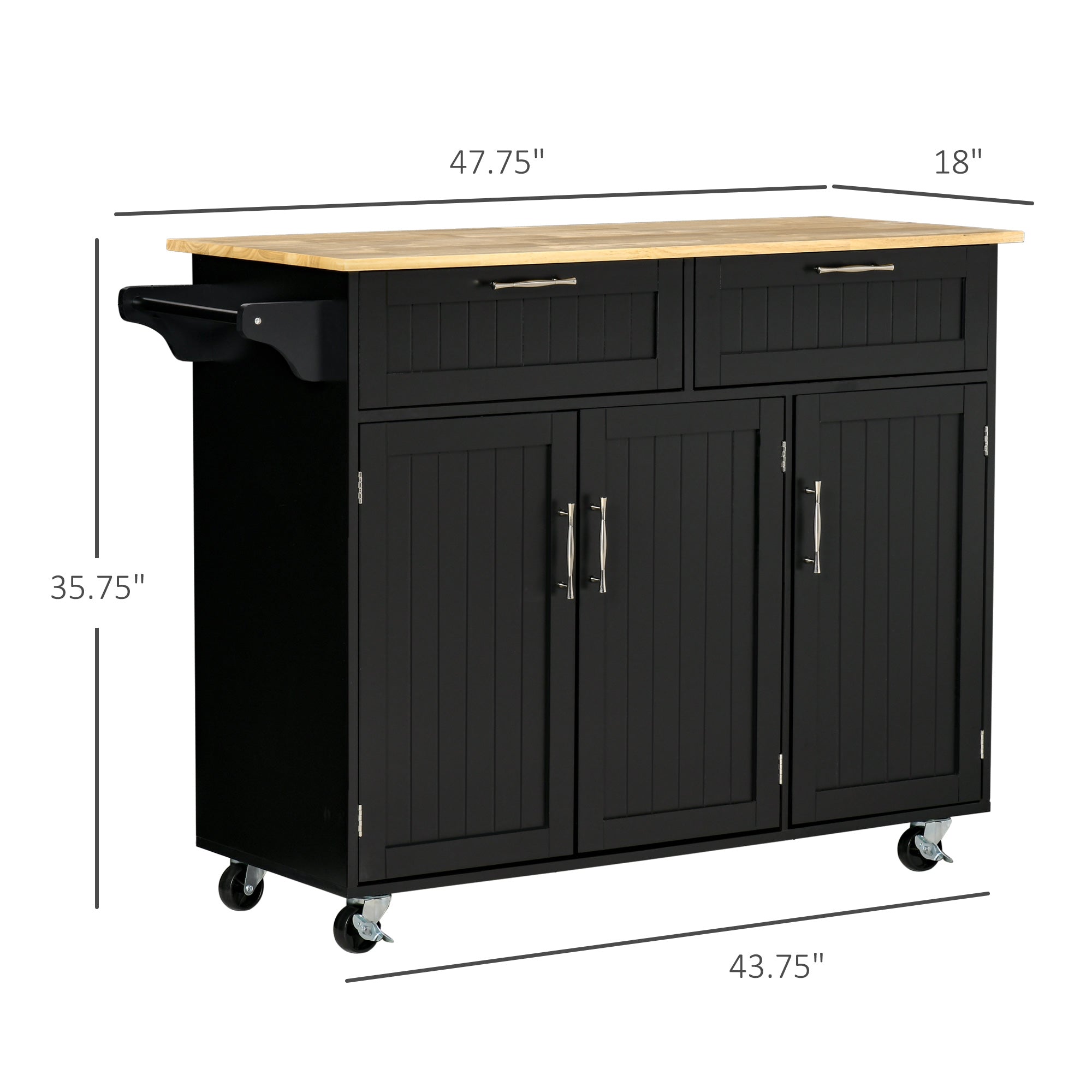 Halifax North America Rolling 35.75 High Kitchen Island Cart on Wheels | Mathis Home