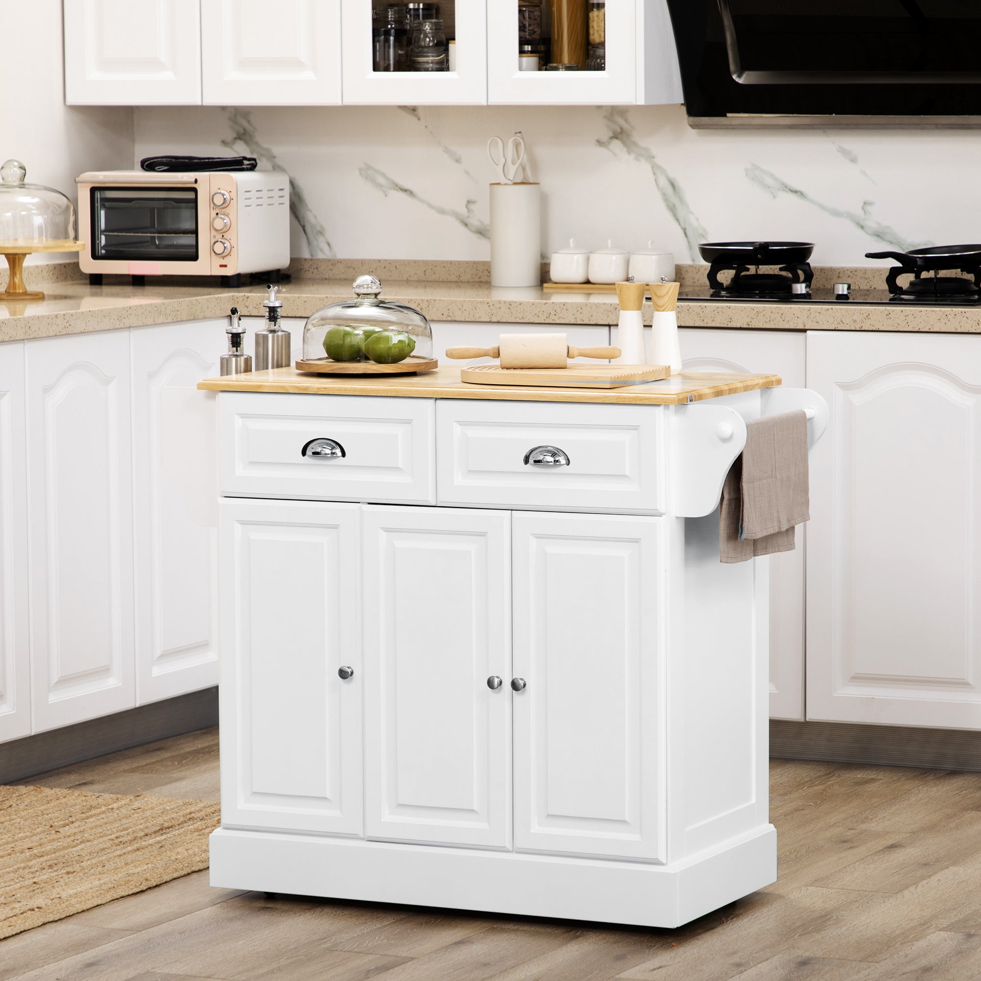 Halifax North America Rolling 35.75 High Kitchen Island Cart on Wheels | Mathis Home