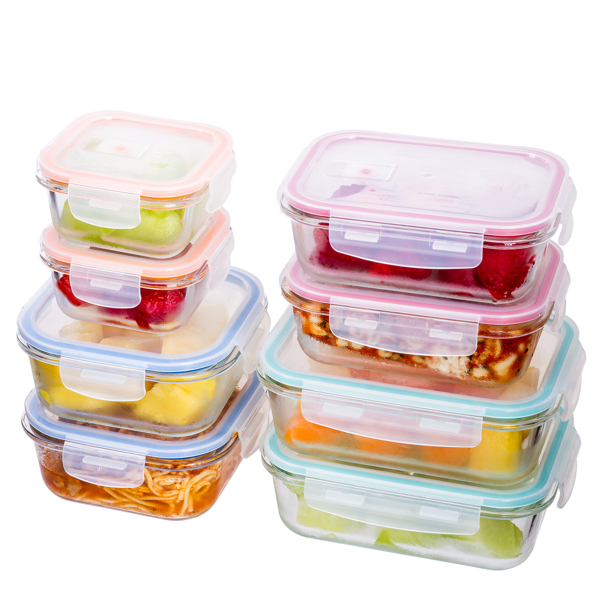 Lexi Home Durable 4 Piece Glass Meal Prep Food Containers with