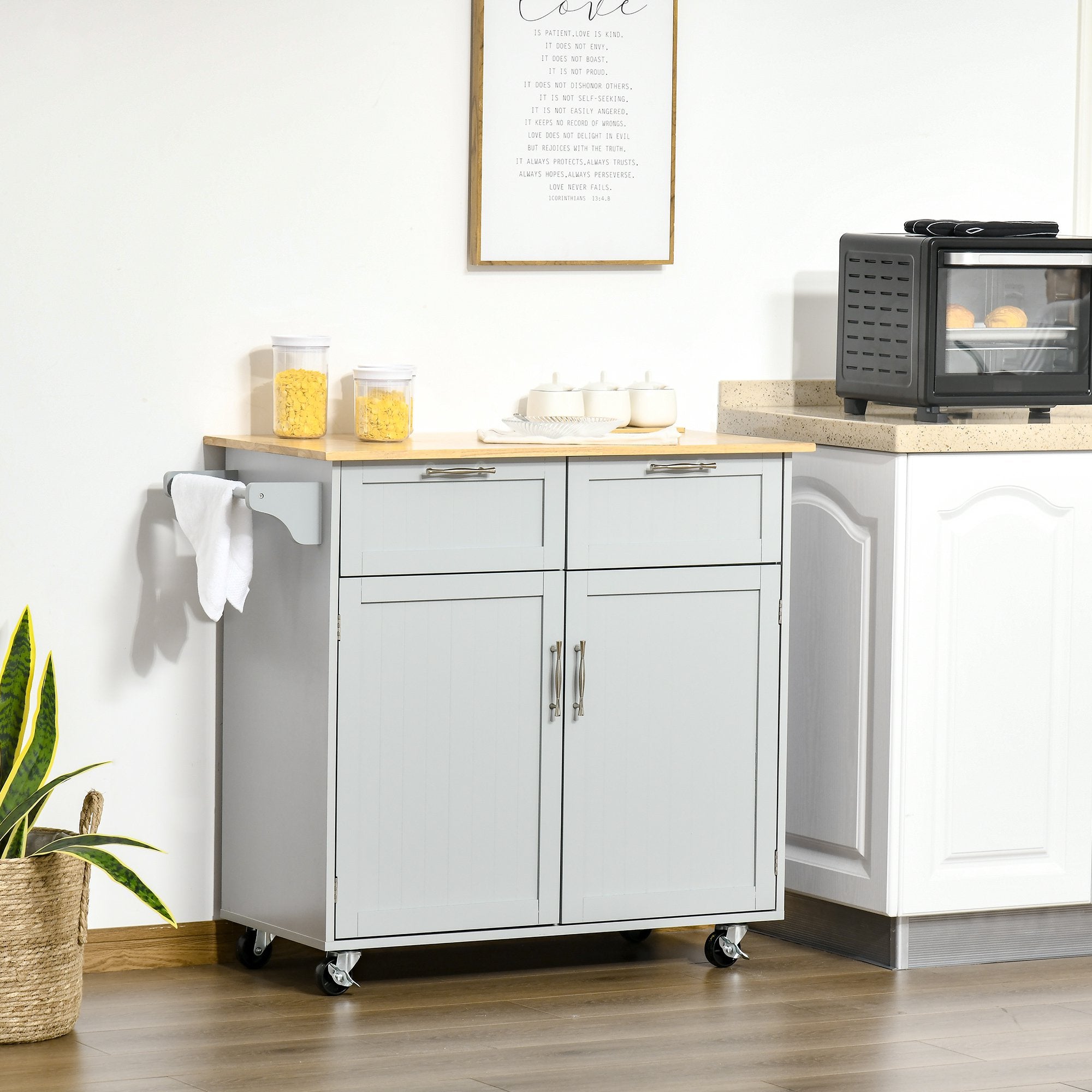 Halifax North America Rolling 35.75 High Kitchen Island Cart on Wheels | Mathis Home