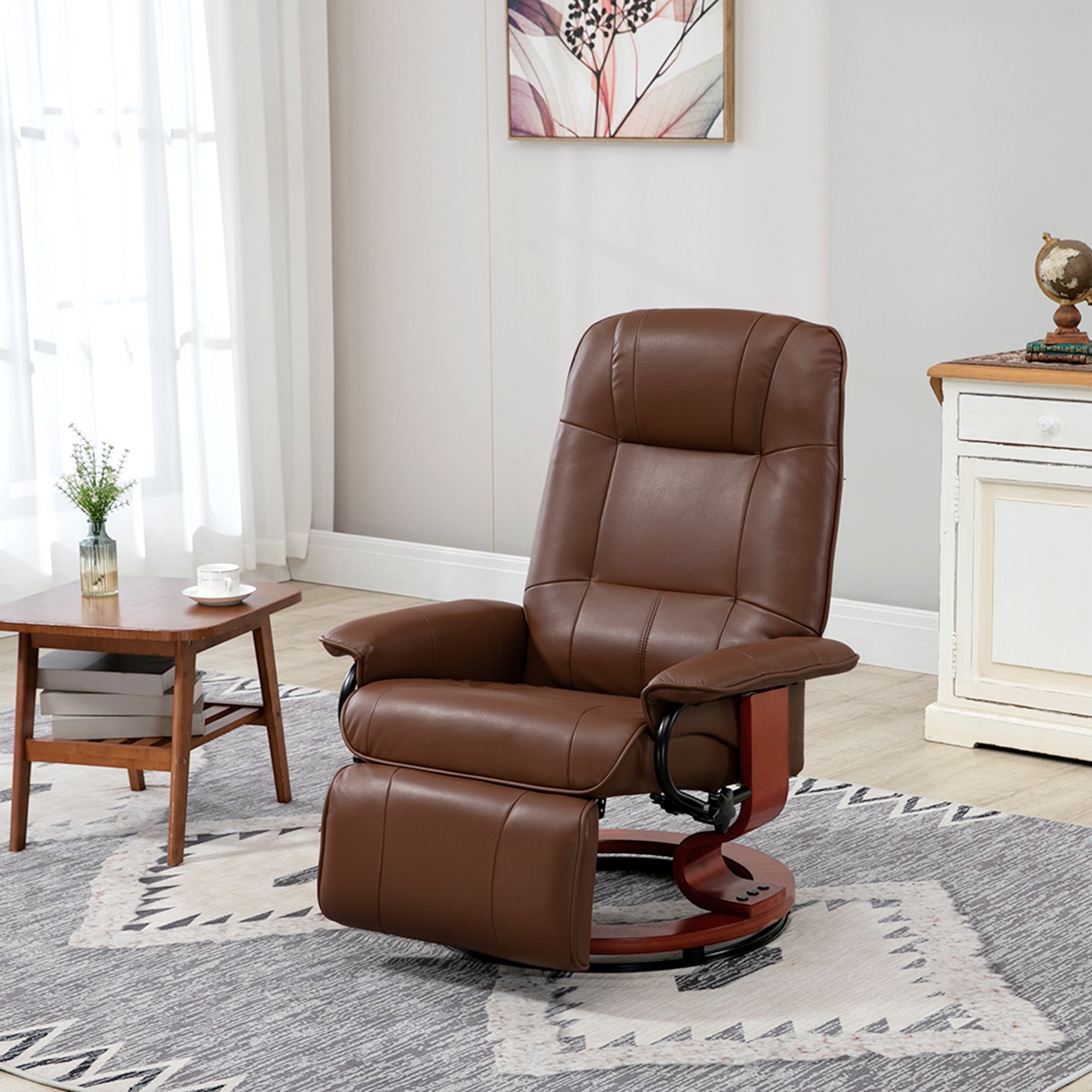 Halifax North America Manual 41.75 High Recliner Armchair PU Leather Lounge Chair with Adjustable Leg Rest | Mathis Home