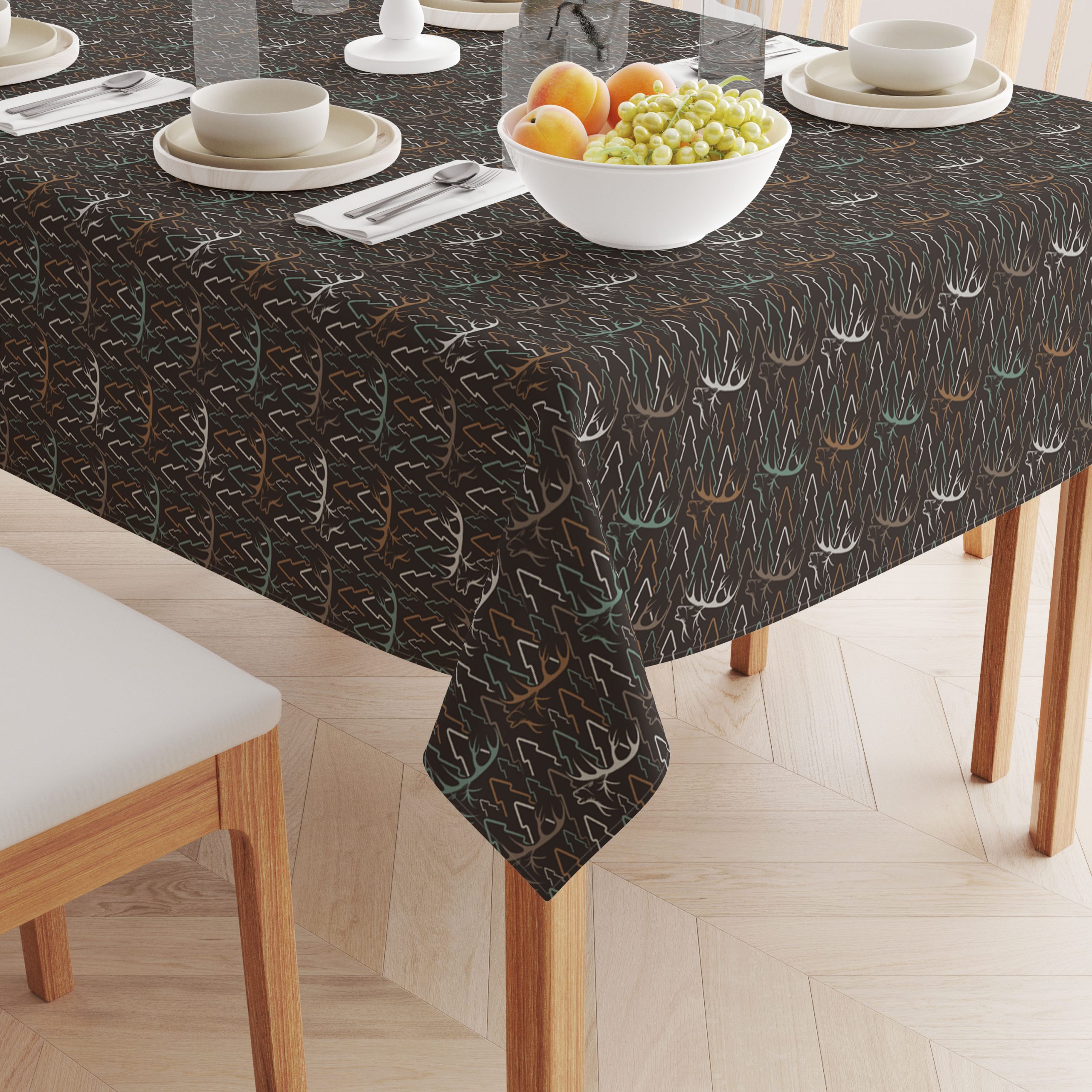 Rectangular Tablecloth, 100% Polyester, 60x104, Deer in Trees