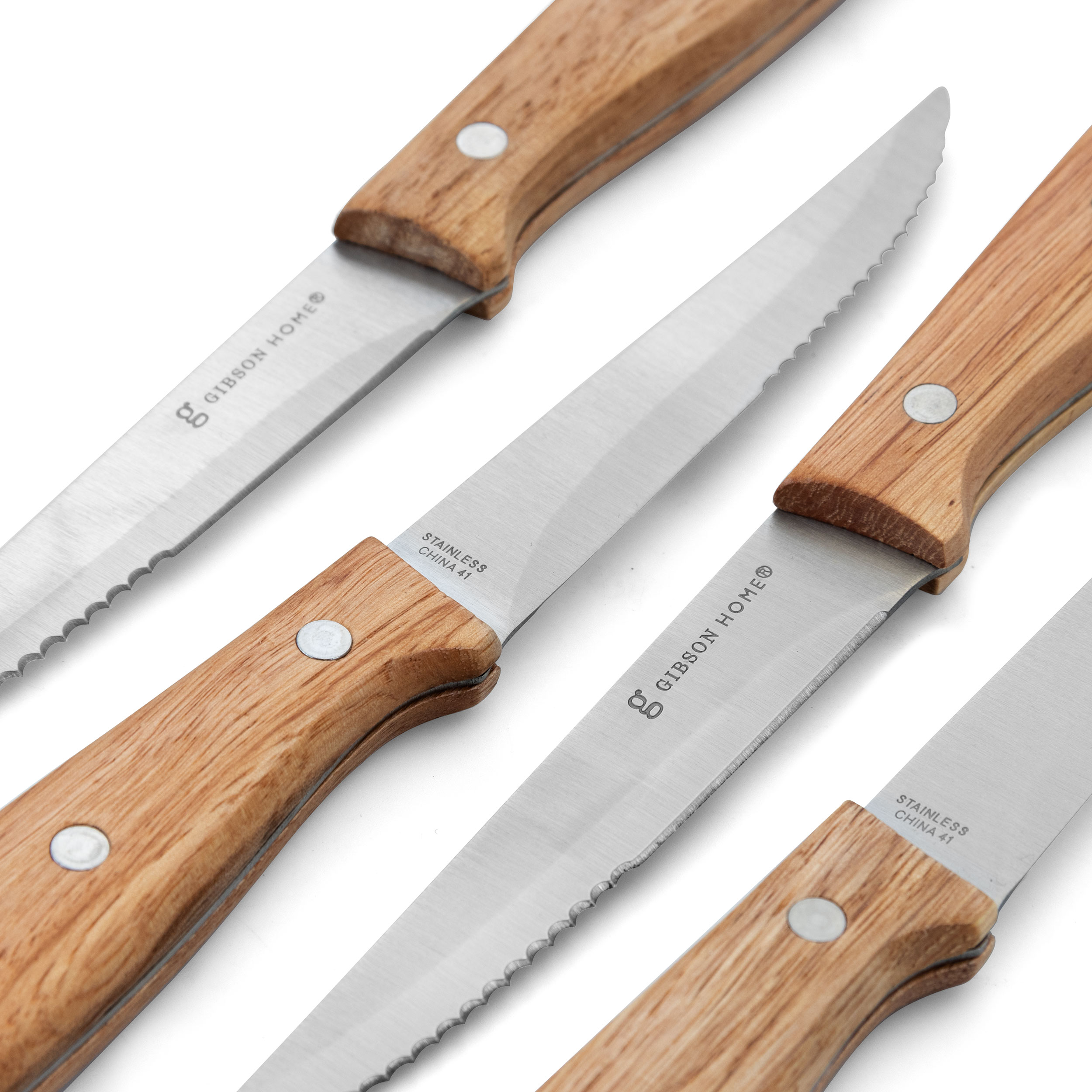 Gibson Home Seward 4 Piece Stainless Steel Steak Knife Cutlery Set With  Wood Handles : Target