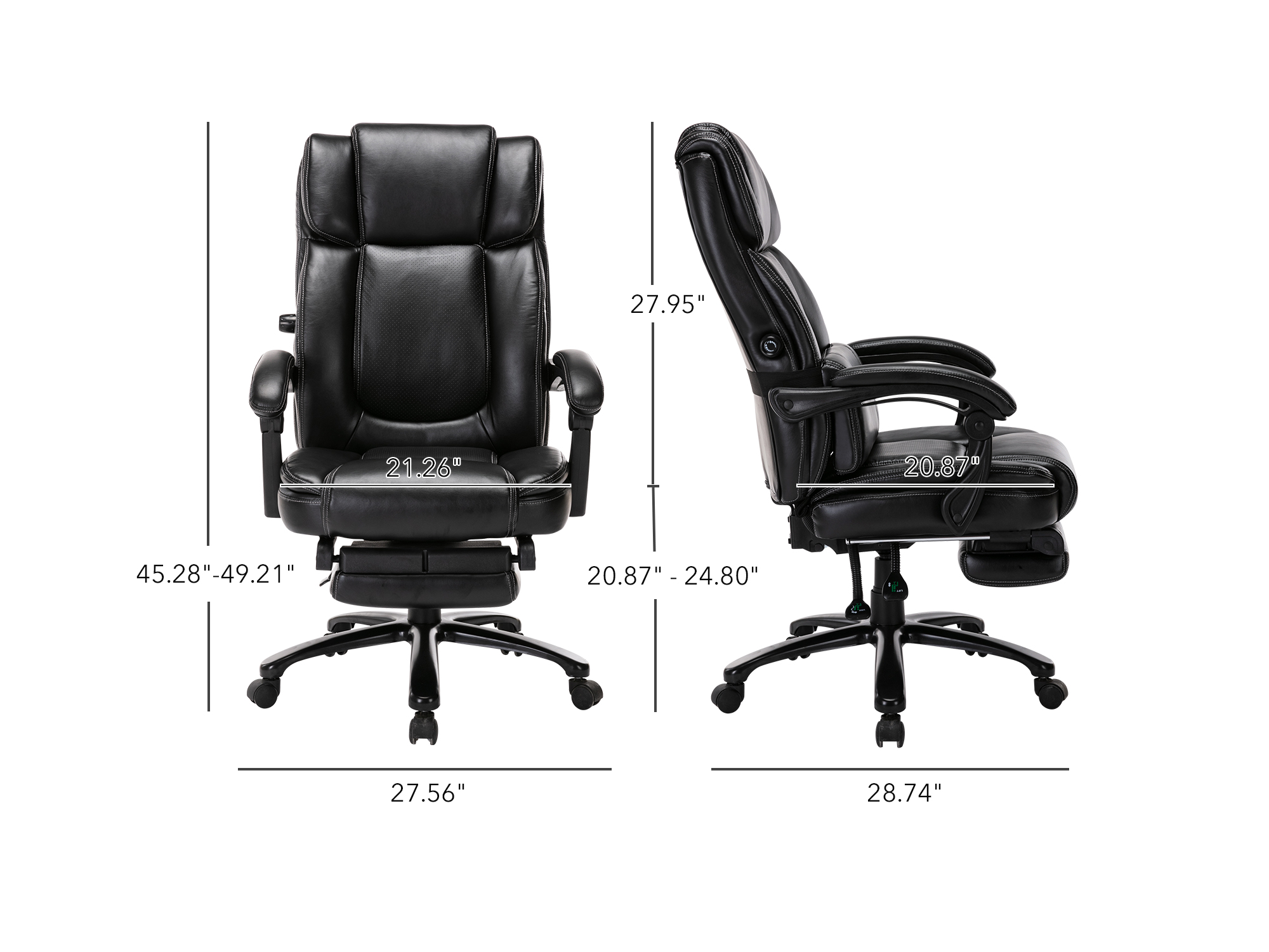 Reclining Office Chair with Footrest 350lbs, Big and Tall Home Office Executive