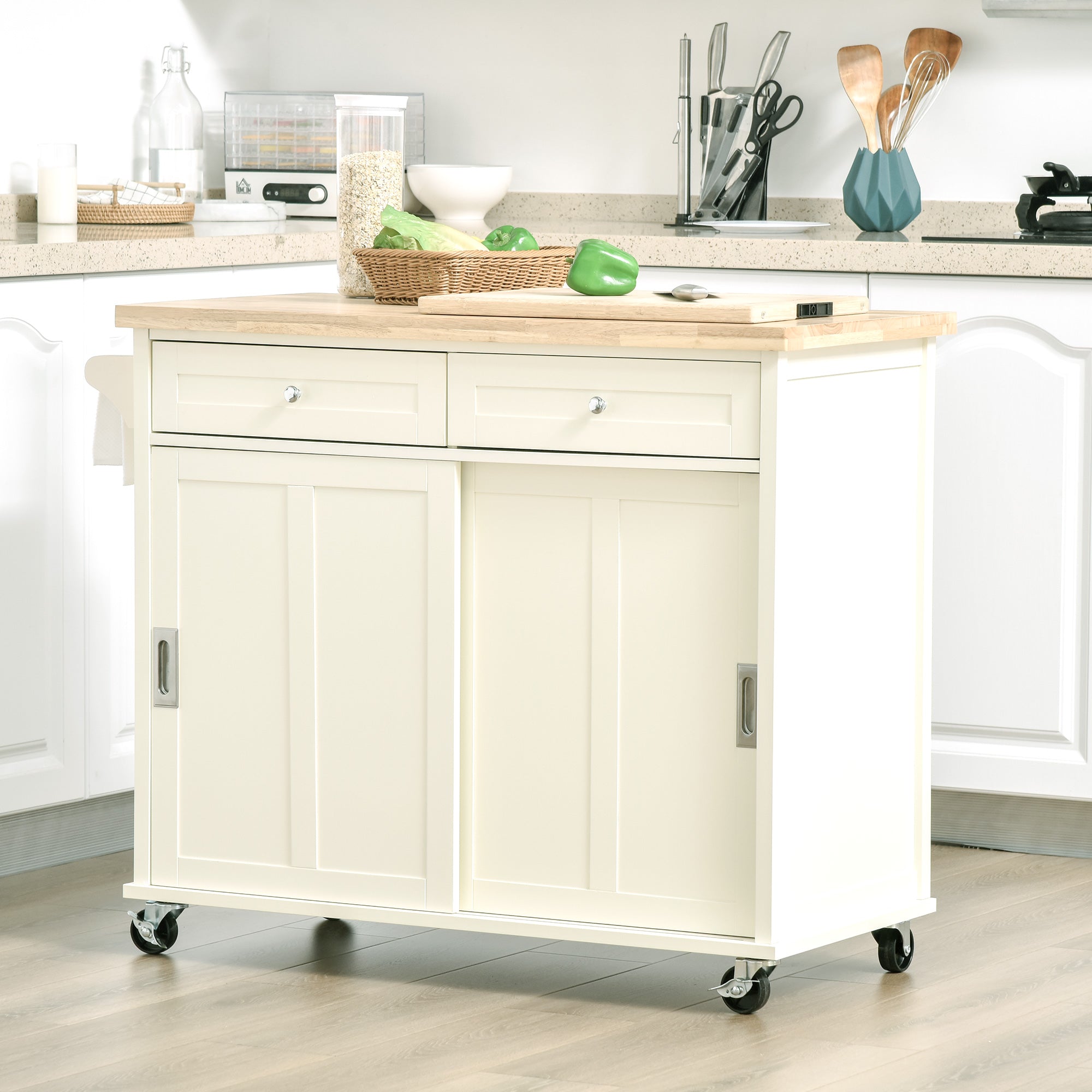 Halifax North America Rolling 35.75 High Kitchen Island Cart on Wheels | Mathis Home