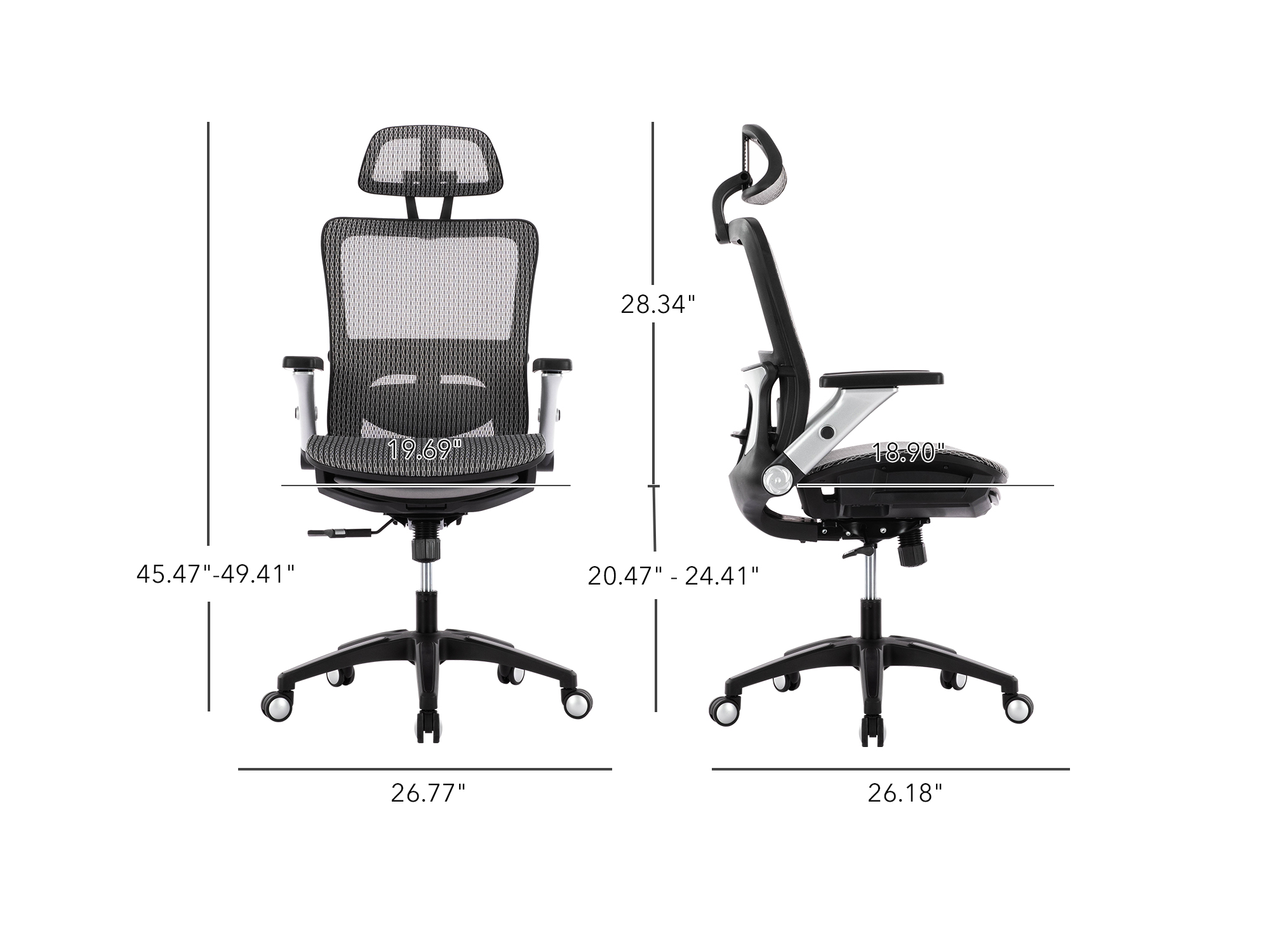 COLAMY Ergonomic Mesh Office Chair with Footrest - High Back Computer Desk  Chair with Headrest, 4D Flip-up Armrests, Adjustable Tilt Lock, and Lumbar