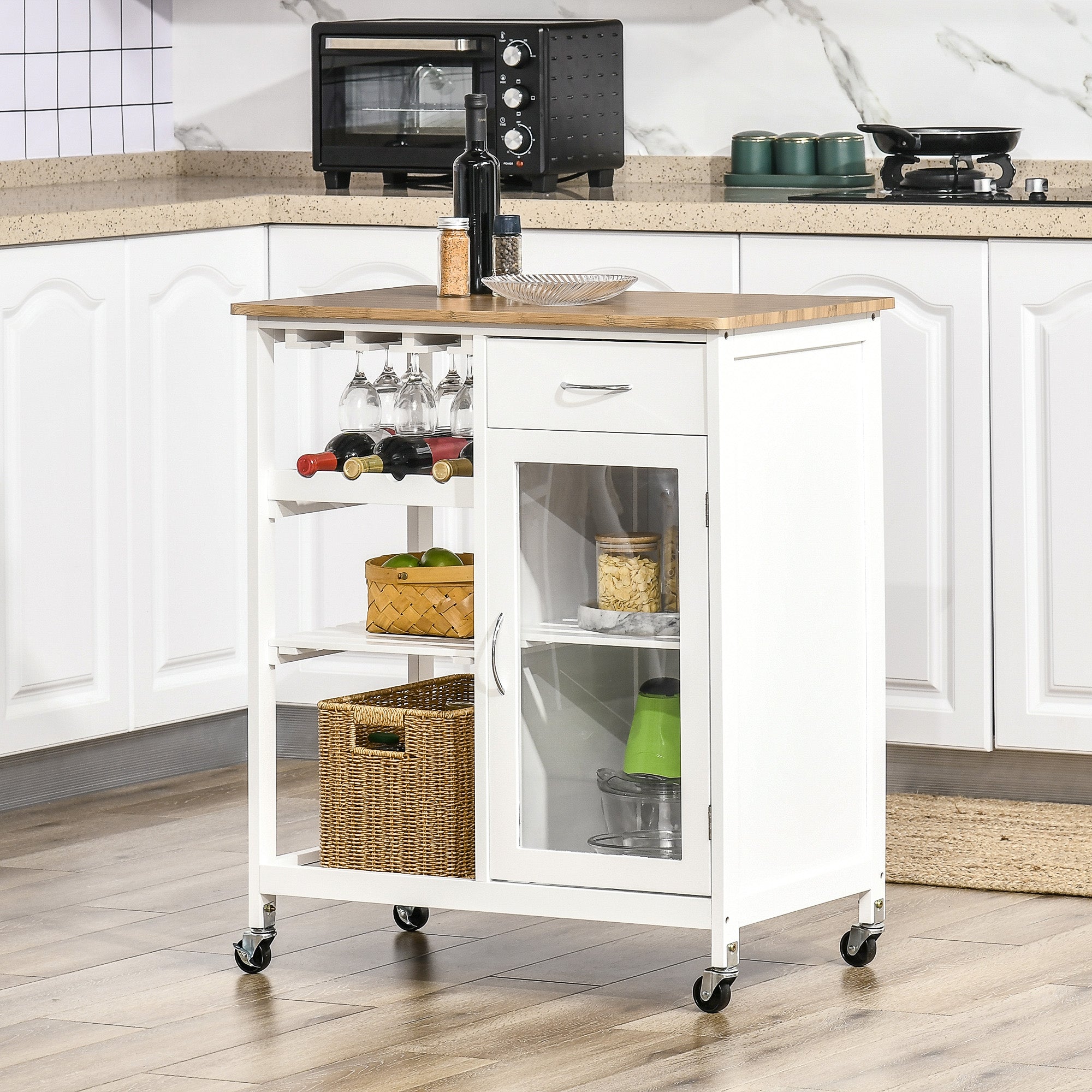 Halifax North America Rolling 35.75 High Kitchen Island Cart on Wheels | Mathis Home