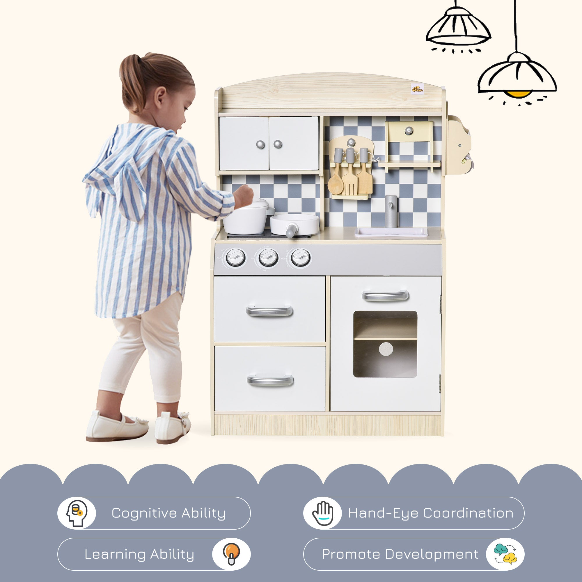 Halifax North America Wooden Play Kitchen with Lights | Mathis Home