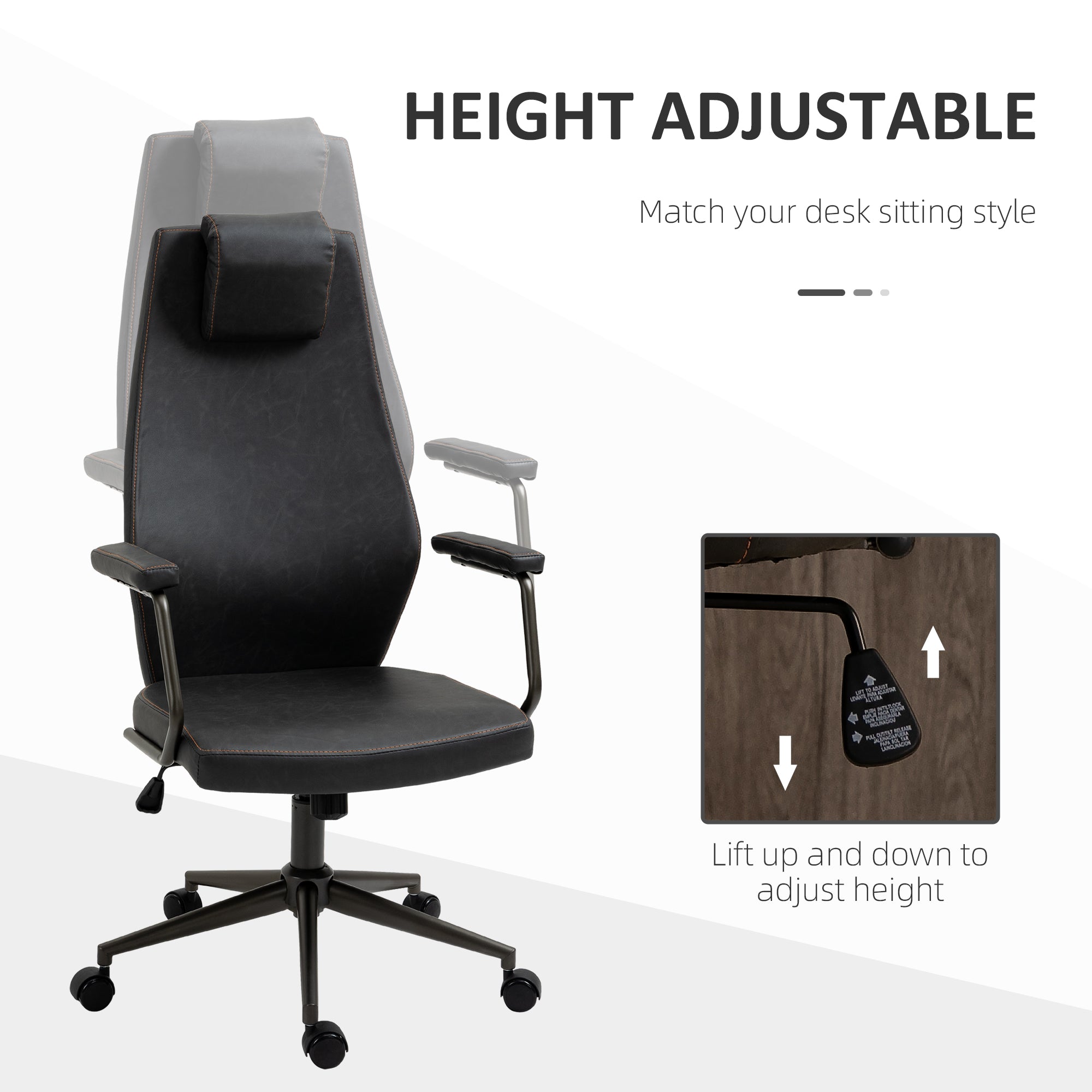 Halifax North America 44 High Office Chair Ergonomic Desk Chair with Rotate Headrest | Mathis Home