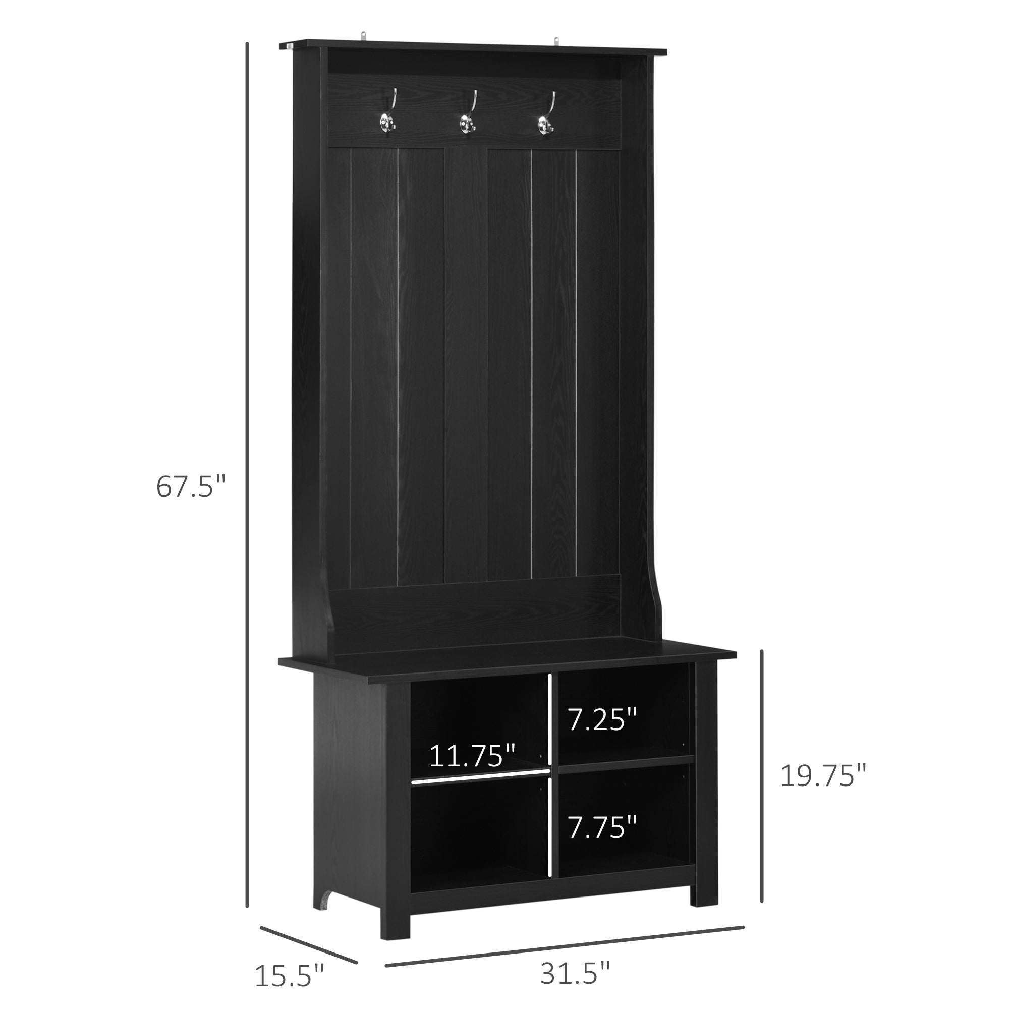 Halifax North America Industrial 70.75 High Hall Tree with Side Storage Shelves | Mathis Home