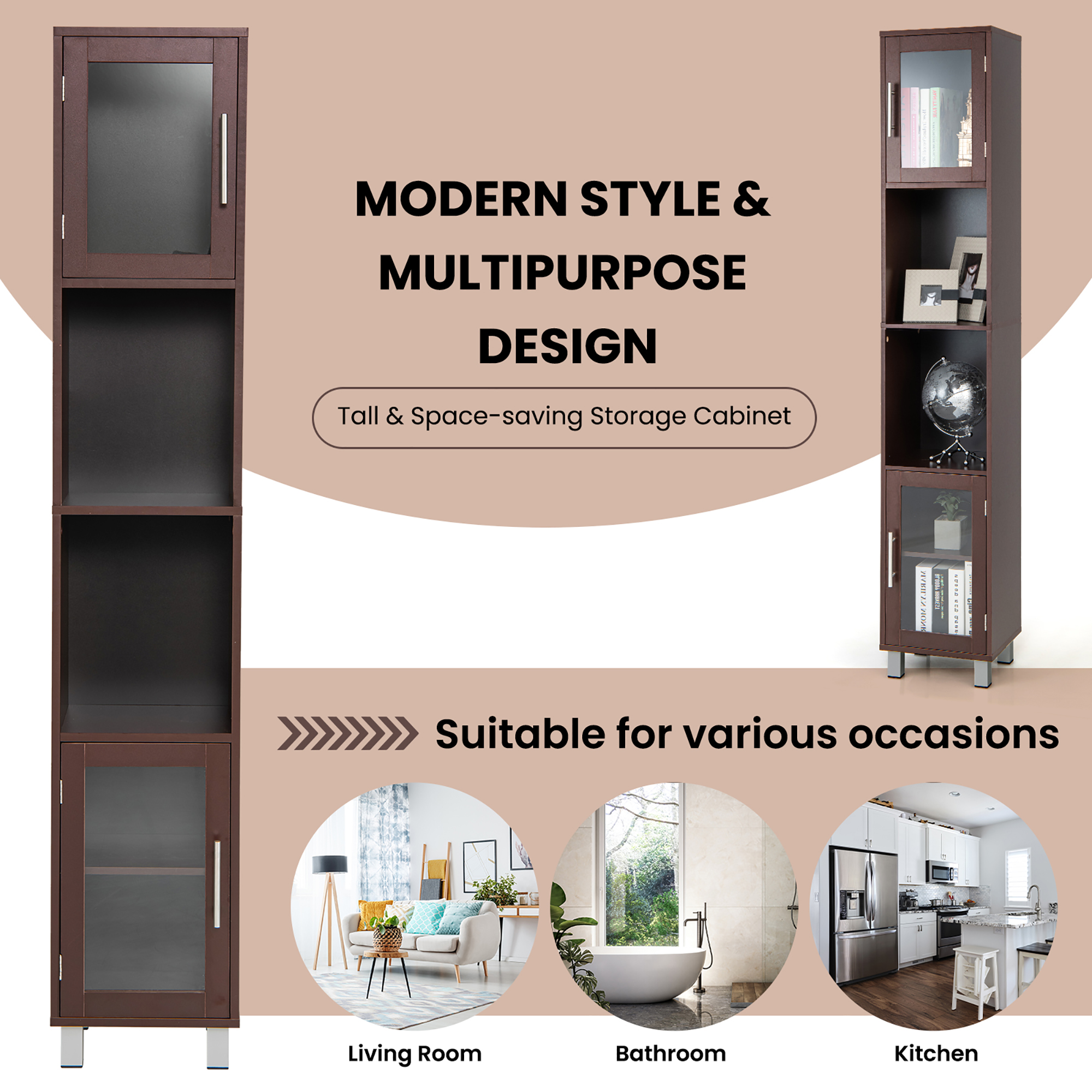 Costway 71'' Tall Tower Bathroom Storage Cabinet Organizer Display - See Details - Grey