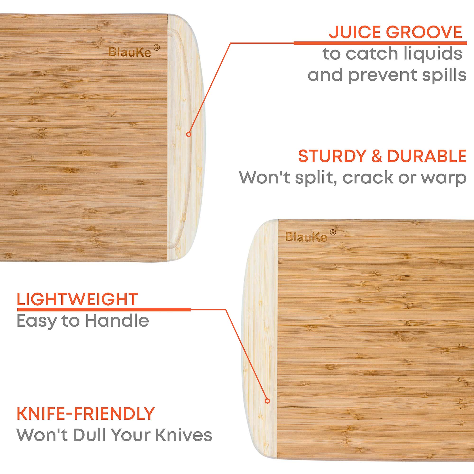 3-Piece 2-Tone Bamboo Cutting Board Set